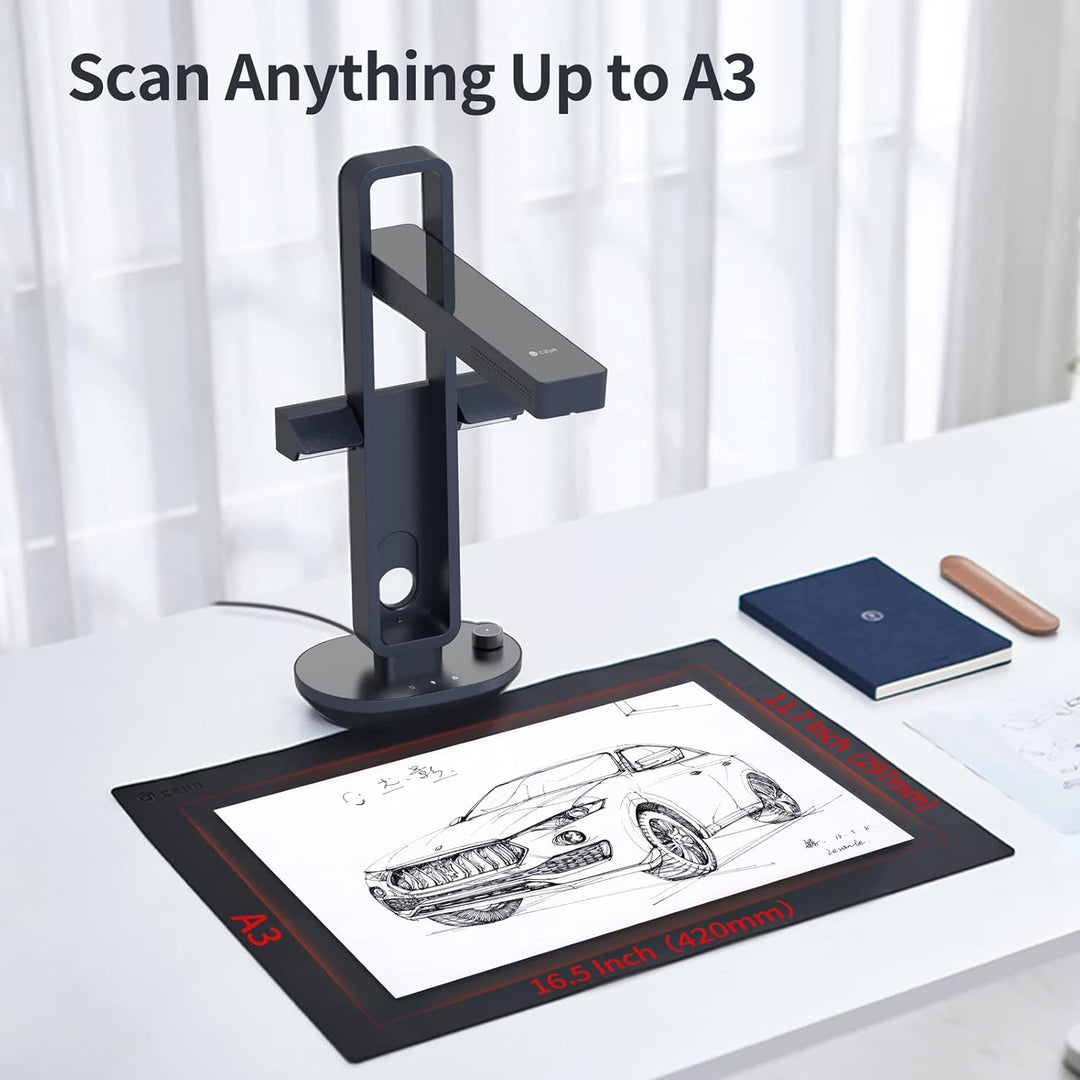 CZUR Aura Pro Tragbarer Buch Dokumentenscanner mit OCR für Win und Mac, HD Dokumentenkamera für A3 A