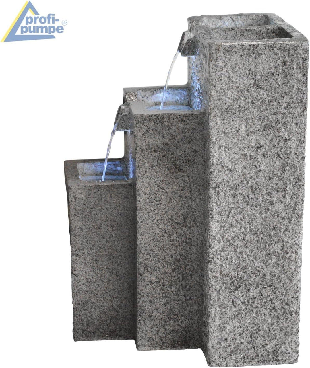 Amur Gartenbrunnen Brunnen Zierbrunnen Zimmerbrunnen Brunnen GRANITWAND-Kaskade mit LED-Licht 230V W