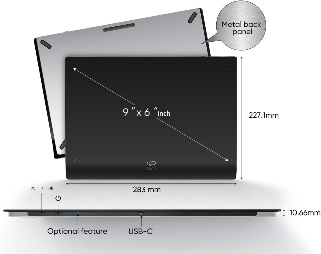 XPPen Pro MW Gen2 Grafiktablett mit X3 Pro 16384 Druckstufen Stift, 9x6 Zoll Digitales Grafiktablet