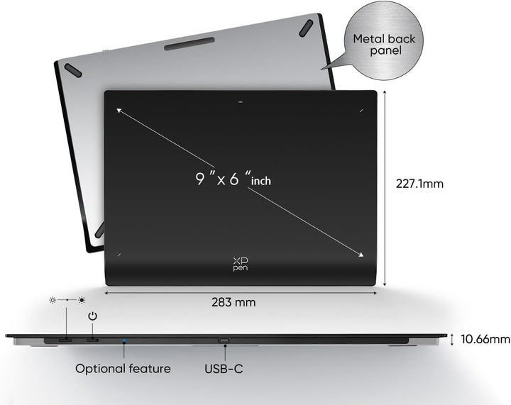 XPPen Pro MW Gen2 Grafiktablett mit X3 Pro 16384 Druckstufen Stift, 9x6 Zoll Digitales Grafiktablet