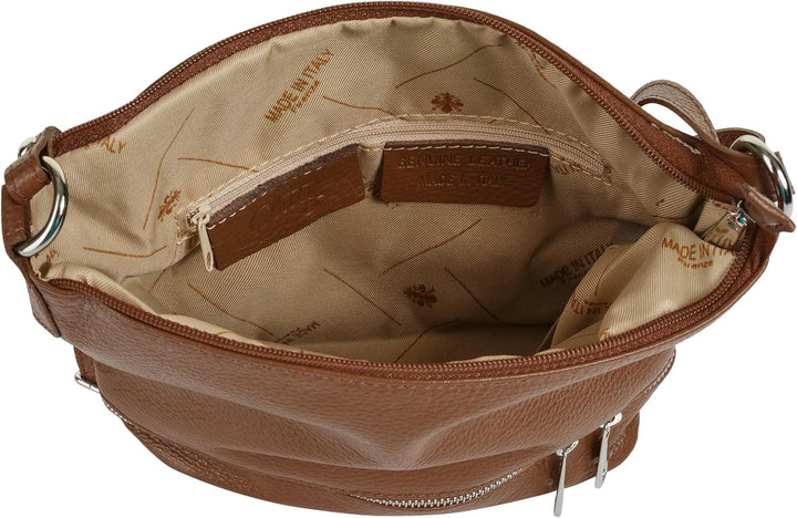 Cluty Umhängetasche Echt Leder Damen | Made in Italy, verstellbarer Schultergurt, Handtasche mit Rei