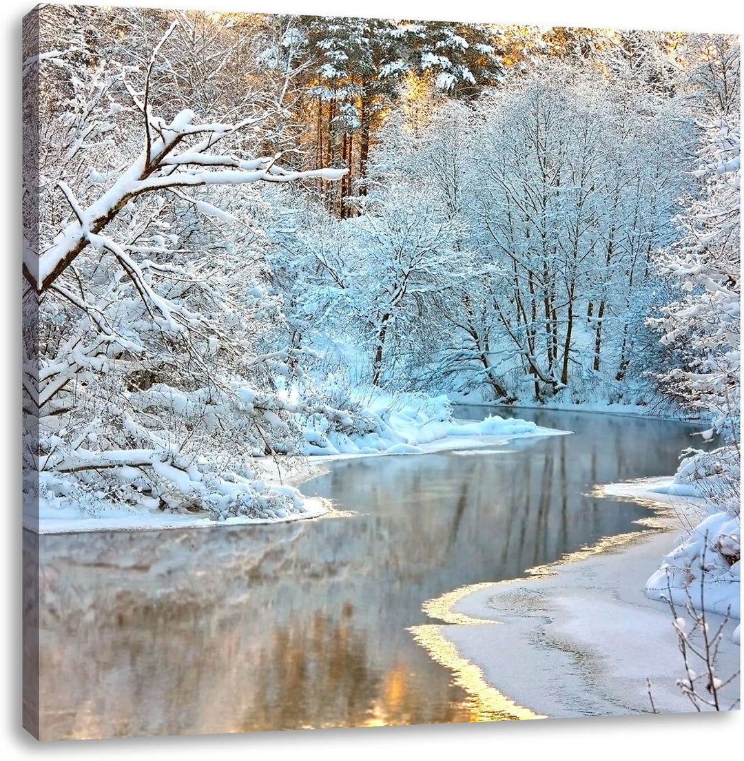 Pixxprint Atemberaubende Winterlandschaft, Format: 70x70 als Leinwandbild, 70x70