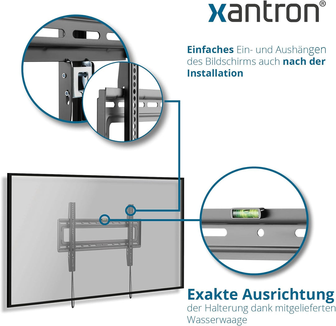 Xantron® STRONGLINE-42 Feste Wandhalterung Fernseher 37-75 Zoll/VESA 200x200 bis 600x400 / TV Halter