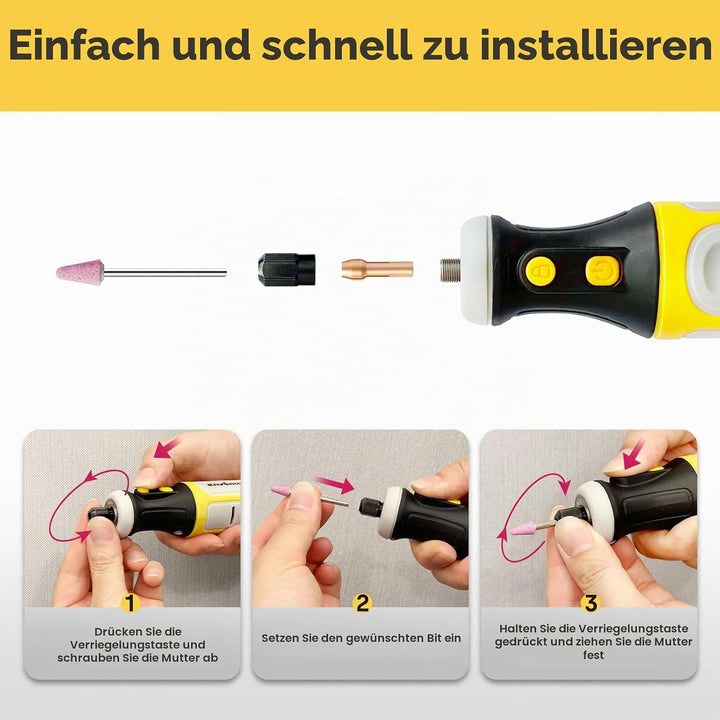 ENVENTOR Mini Multifunktionswerkzeug Akku, 8V Rotationswerkzeug mit 80 Zubehör, 5000-28000RPM, 5 Ein