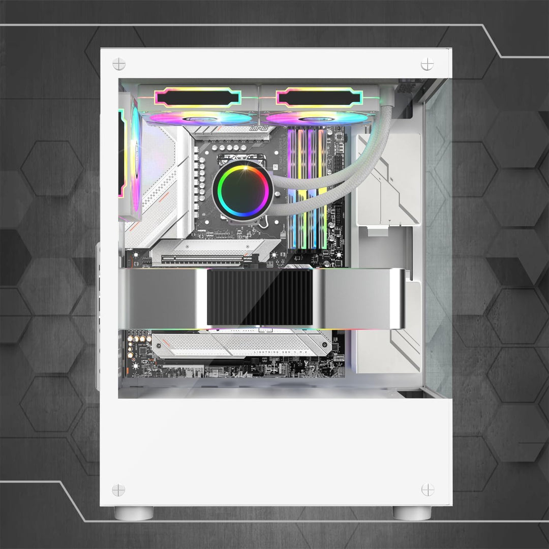 EMPIRE GAMING - (2024 Neu) Gamer PC-Gehäuse CM-241 – ARGB Mid Tower Micro-ATX und ITX – 3 Lüfter 120