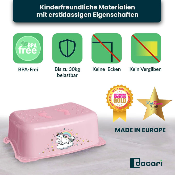 Toilettentrainer mit Treppe als Set Einhorn pink - Toilettensitz Kinder und Tritthocker Kinder - Toi