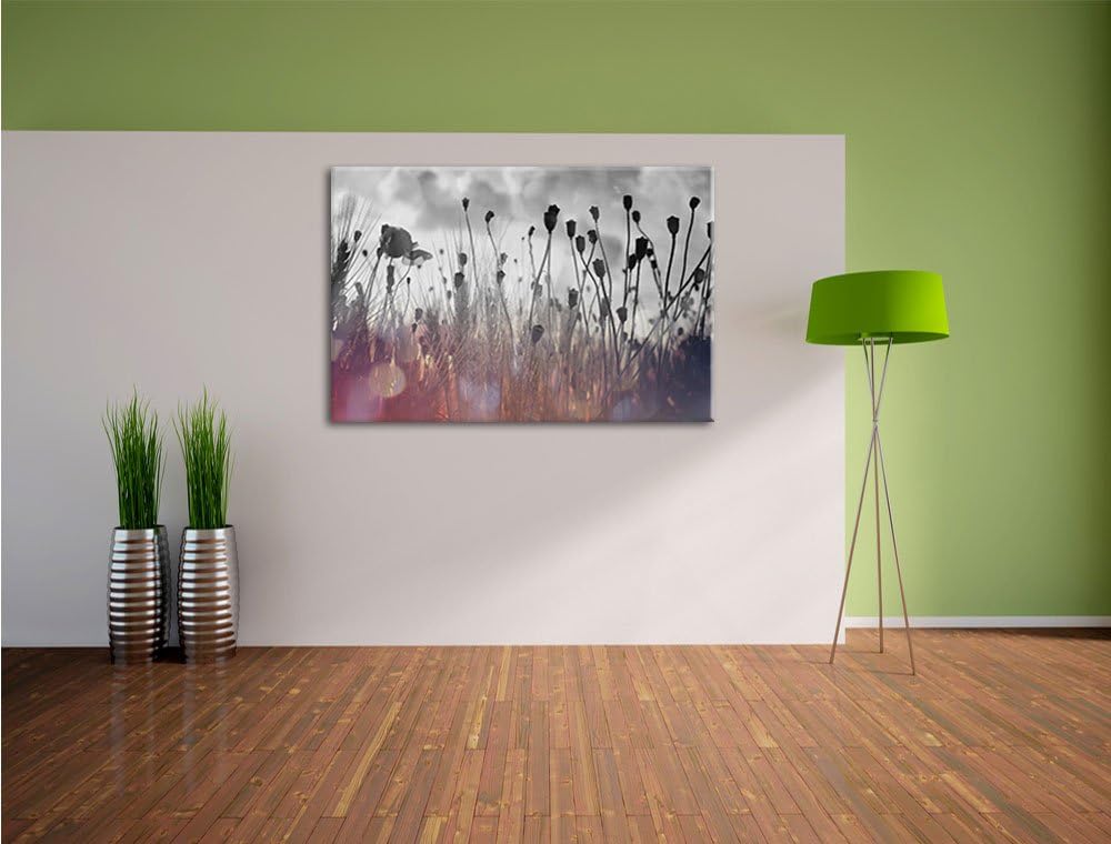 Pixxprint Mohn im Weizenfeld als Leinwandbild/Grösse: 100x70 cm/Wandbild/Kunstdruck/fertig bespannt,