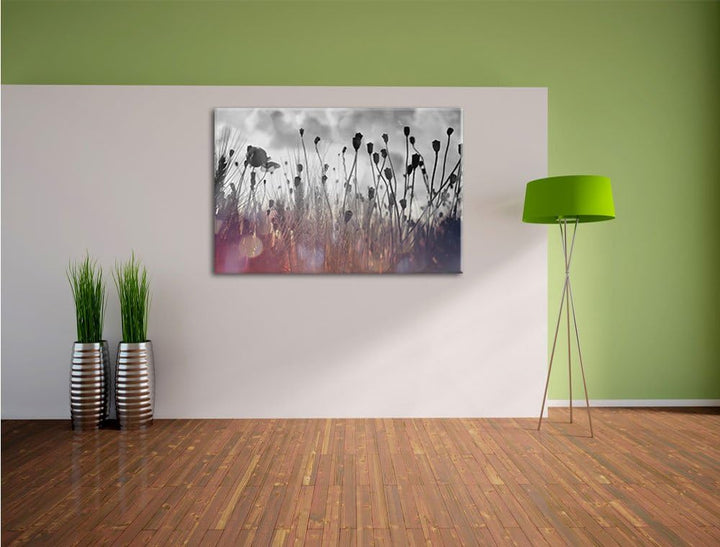 Pixxprint Mohn im Weizenfeld als Leinwandbild/Grösse: 100x70 cm/Wandbild/Kunstdruck/fertig bespannt,