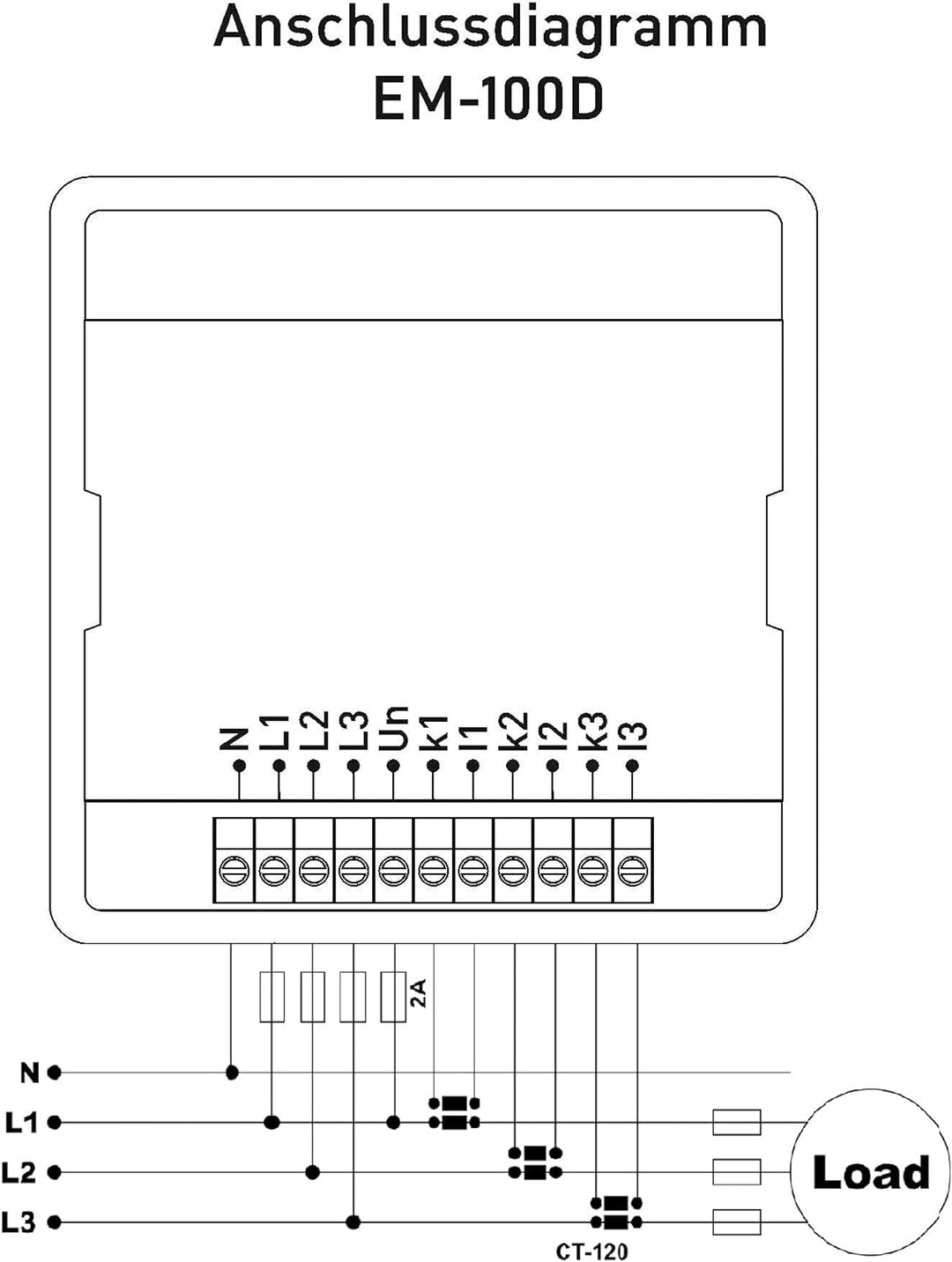 NWP EM-100D NW Einbaumessgerät für Strom (1A-100A), Spannung und Frequenz, 3-Phasig,