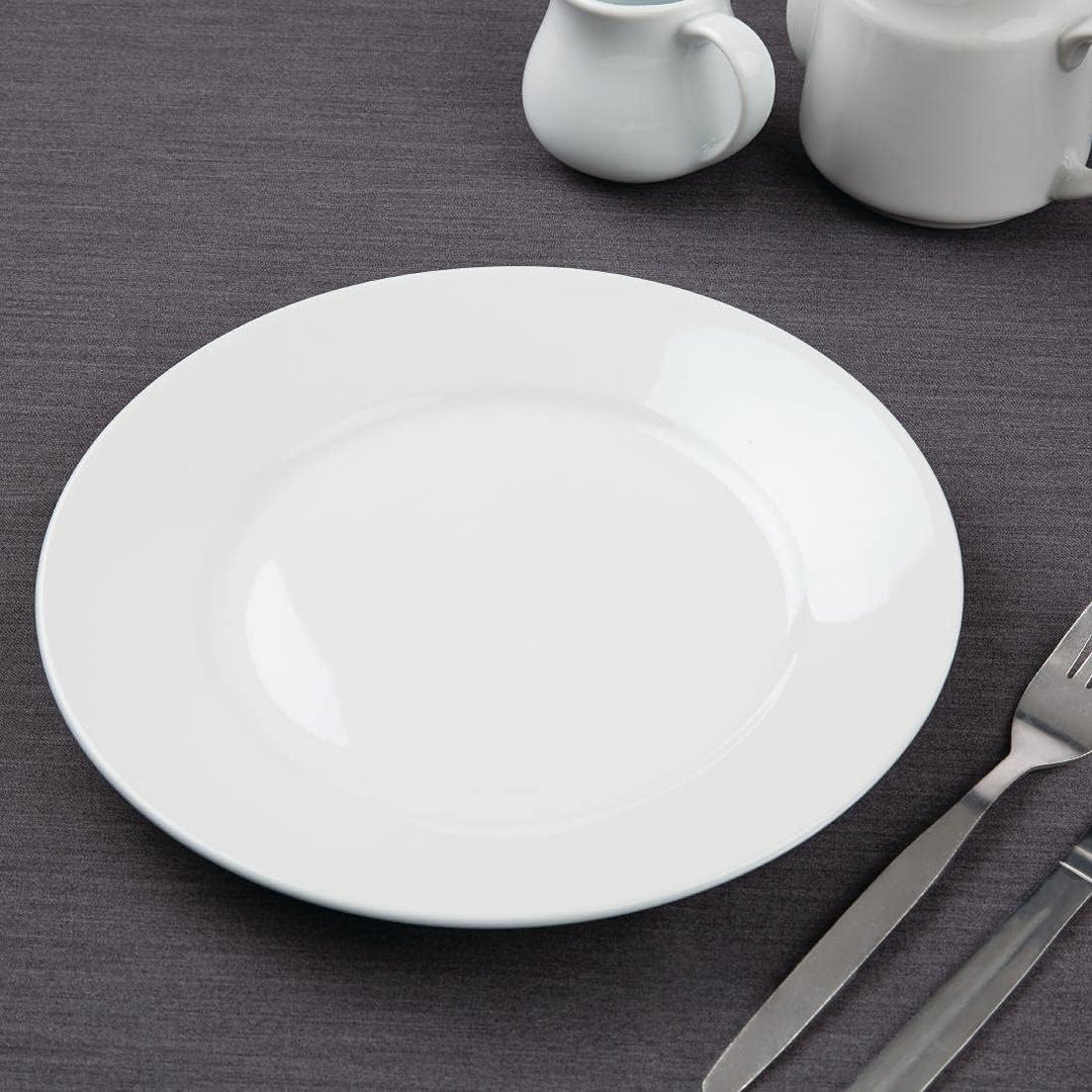 Olympia Athena Speiseteller-Set mit breitem Rand, 25,4 cm (10 Zoll), 12 Stück, weiss, superglasierte