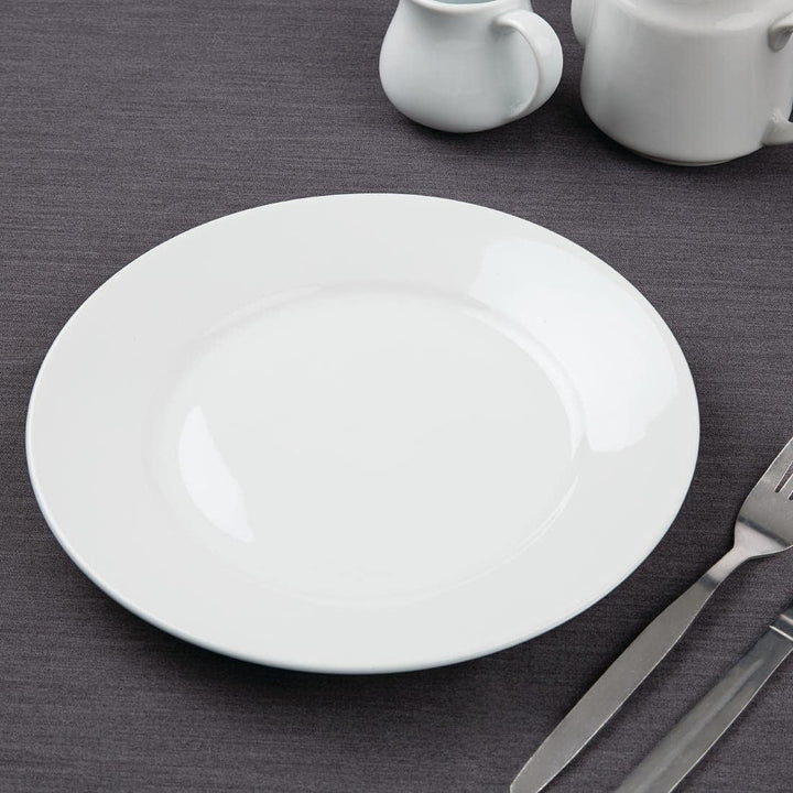 Olympia Athena Speiseteller-Set mit breitem Rand, 25,4 cm (10 Zoll), 12 Stück, weiss, superglasierte
