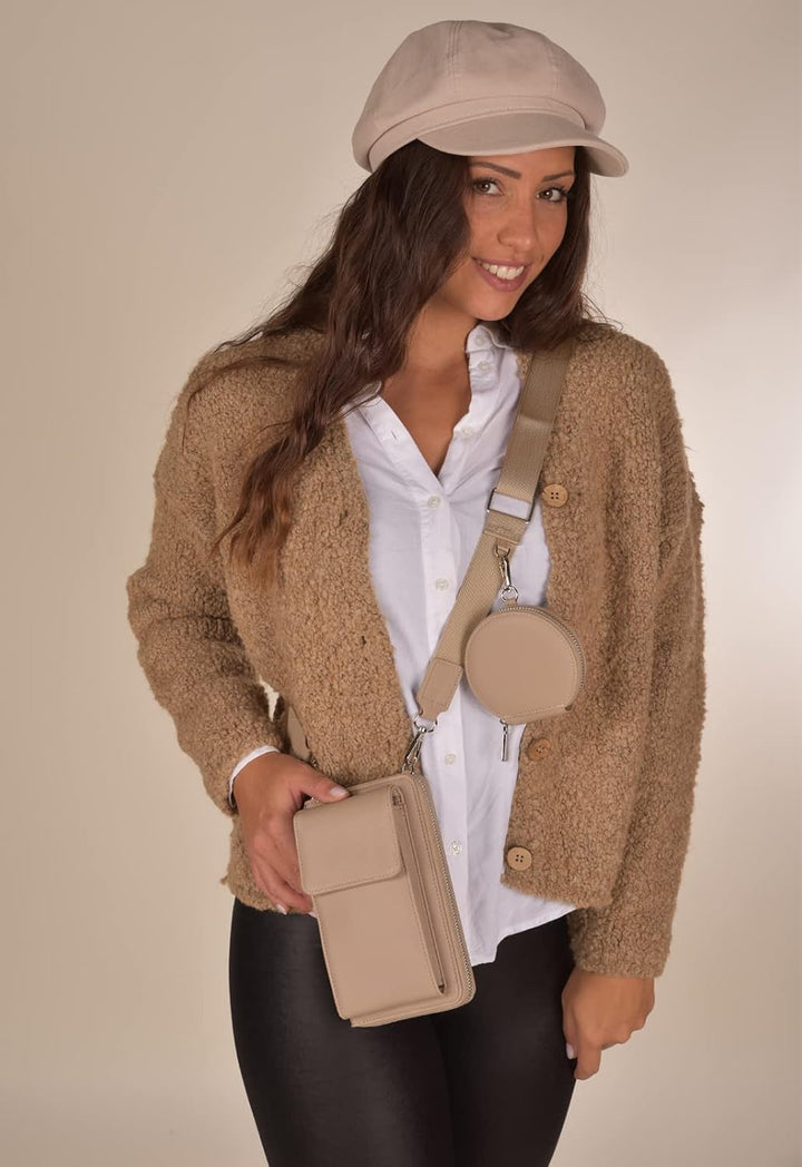 styleBREAKER Damen Taschen Set 2-Teilig Mini Bag mit Handy Fach und RFID Schutz, Umhängetasche, Hand