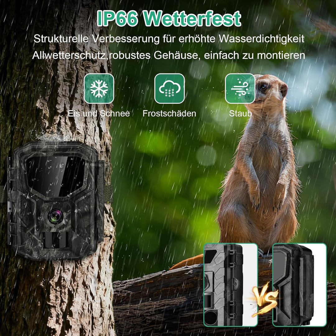 Lutranstra 5KB Wildkamera mit Handyübertragung App, 5K/64MP HD Wildkamera mit Wiederaufladbare 7800m