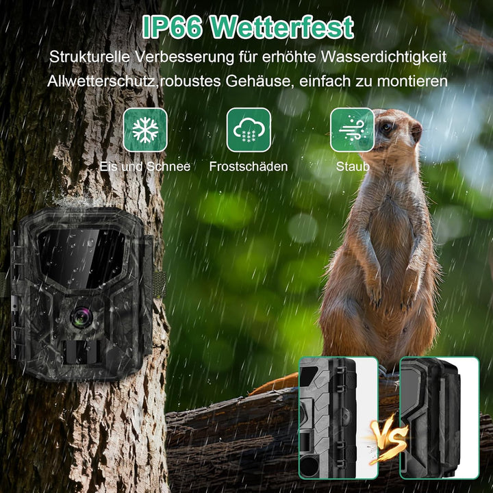 Lutranstra 5KB Wildkamera mit Handyübertragung App, 5K/64MP HD Wildkamera mit Wiederaufladbare 7800m