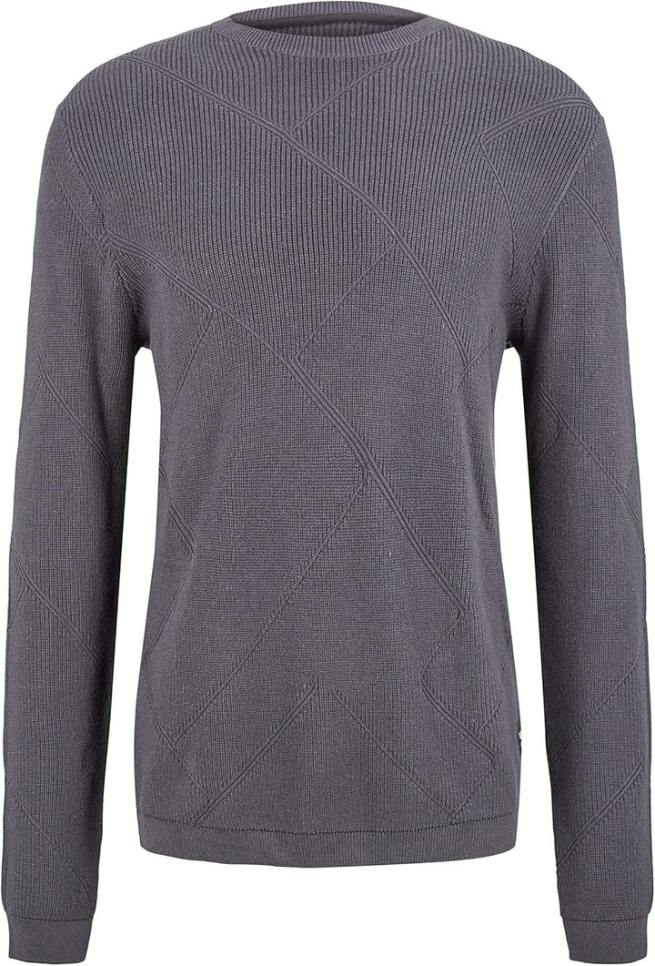 TOM TAILOR Denim Herren Strickpullover mit Struktur L 29476 - Coal Grey, L 29476 - Coal Grey