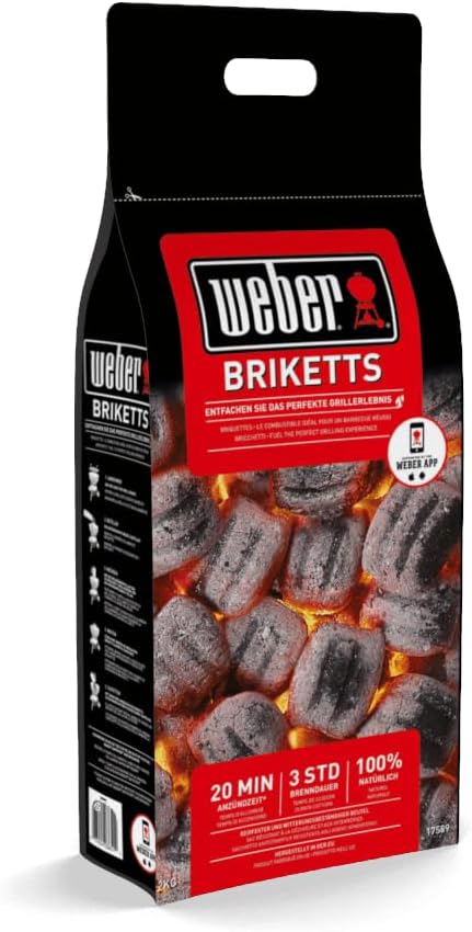 Weber Anzündset -Rapidfire Starter Set, besteht aus Amzündkamin - Gross (32cm), 2Kg Holzkohlebrikett