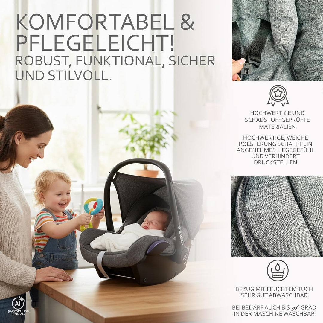 BAMBINIWELT Bezug Ersatzbezug kompatibel mit Maxi-Cosi CabrioFix für Babyschale 6-tlg Komplett-Set (