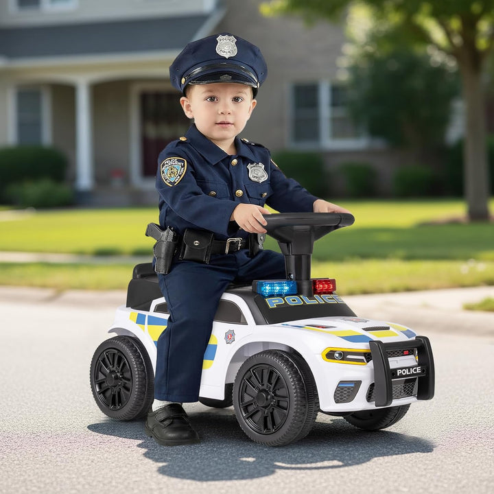 COSTWAY Rutschauto Polizei, Rutschfahrzeug mit blinkenden Lichtern, Musik & Sirene, Kinderauto mit S