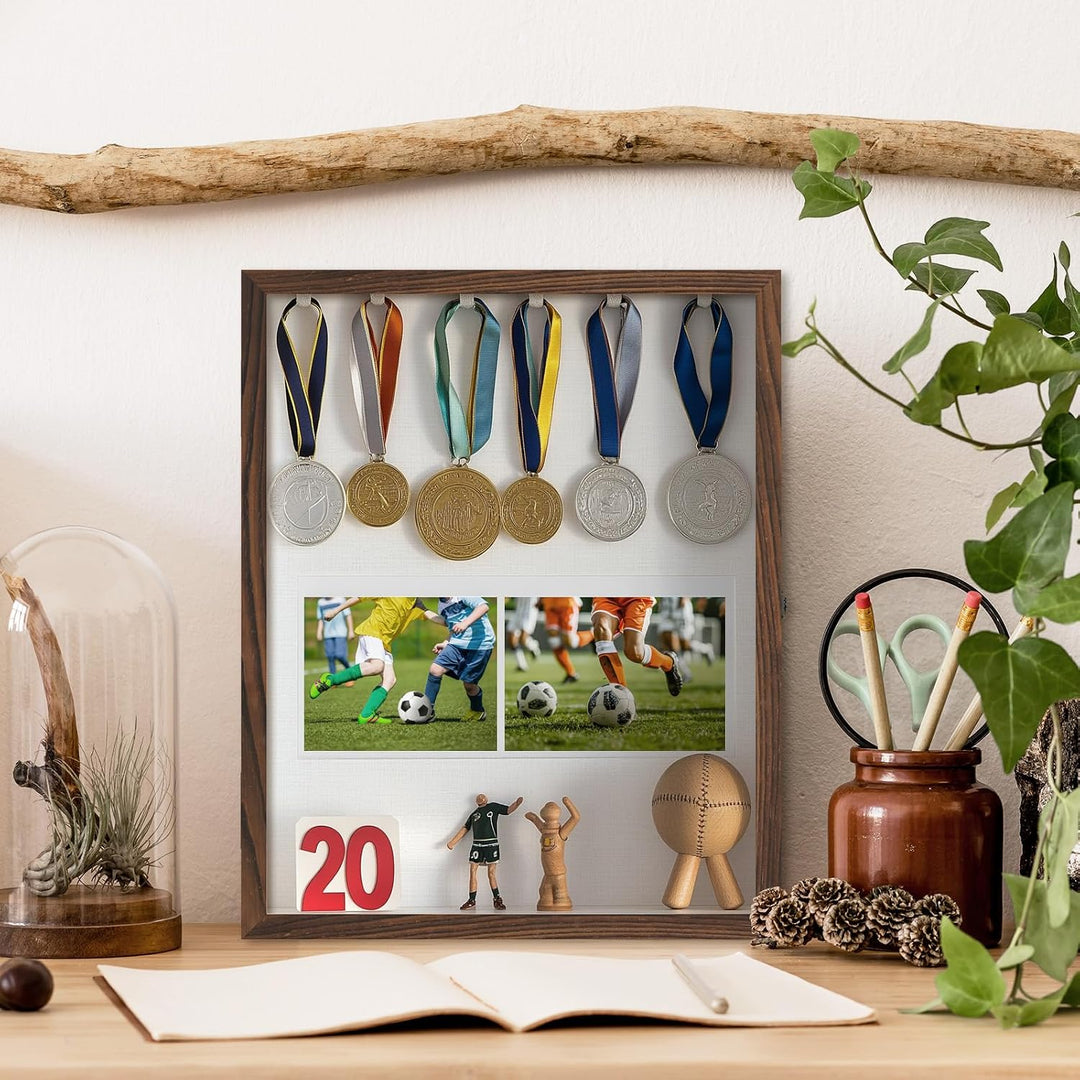 Muzilife 3D Holz Bilderrahmen mit Öffnung zum Befüllen 40x50cm | Dunkelbraun Objektrahmen mit Echter