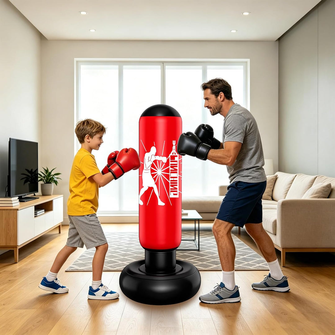 Boxsack Kinder Stehend 160cm - Aufblasbarer Standboxsack Mit Fusspumpe - Punchingball Kinder Für Zuh