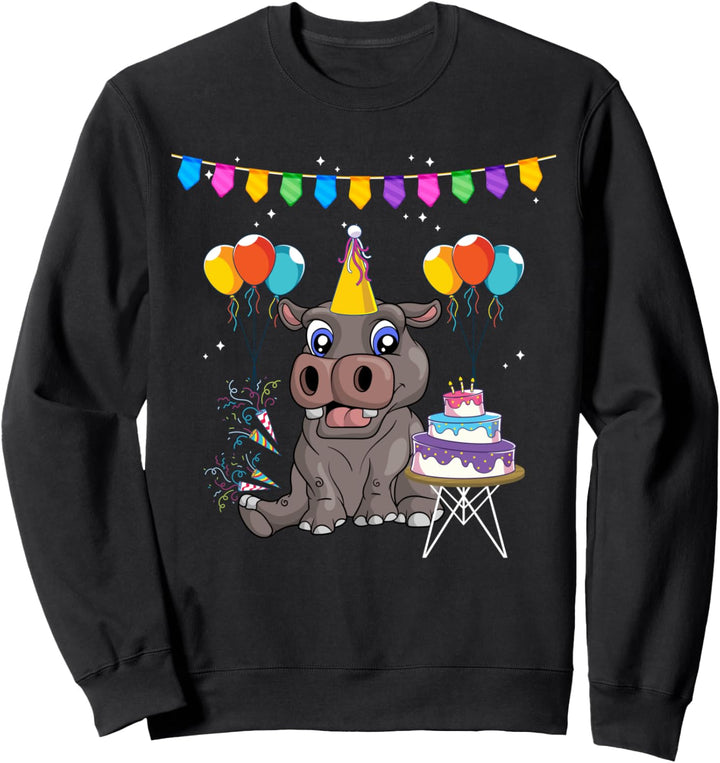 Afrika Safari Tier Nilpferd Party Hippo Kinder Geburtstag Sweatshirt