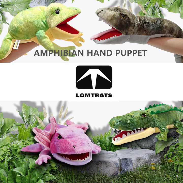 Amphibien-Handpuppen für Kinder,inklusive Frösche,Schlangen,Eidechsen mit beweglichen offenen Münder