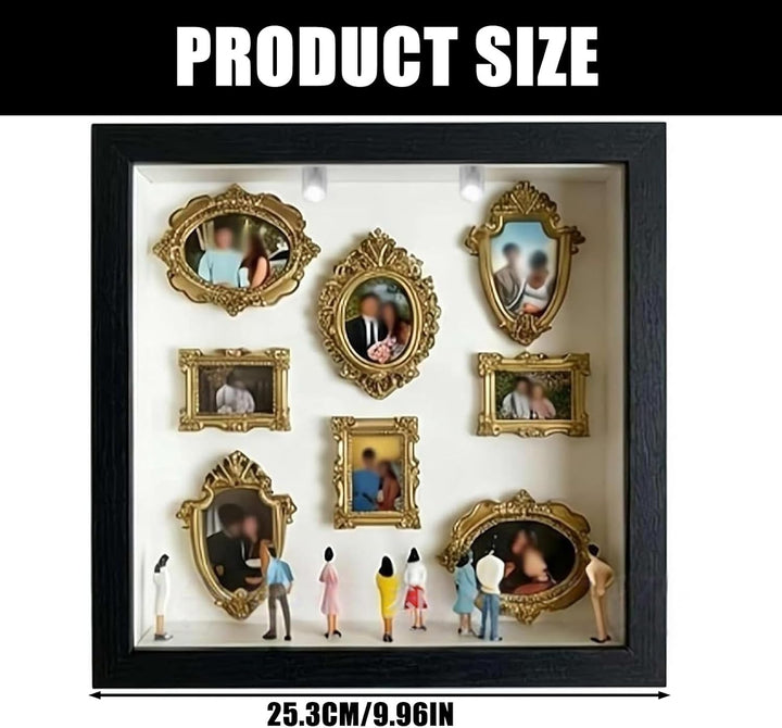 DIY Mini Museum Silhouette Box mit LED Licht, DIY Mini Museum Bilderrahmen mit 8 Mini Goldene Rahmen