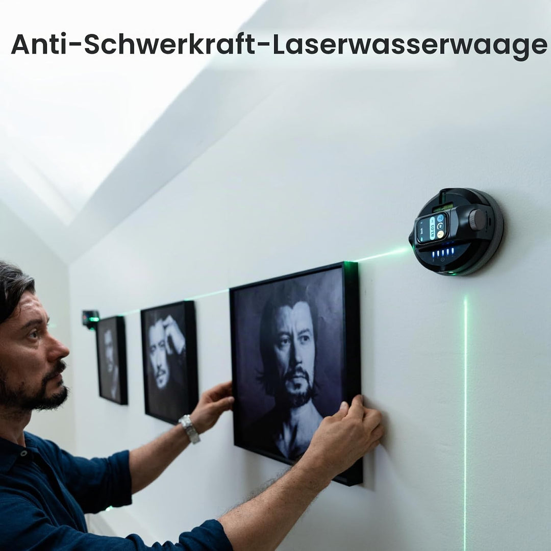 HOZO M-Cube 02 Kreuzlinienlaser mit 50m grünem Laser – P2P-Messung &amp; Zentrumssucher, 360° drehbar, h