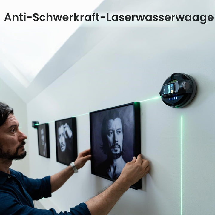 HOZO M-Cube 02 Kreuzlinienlaser mit 50m grünem Laser – P2P-Messung &amp; Zentrumssucher, 360° drehbar, h