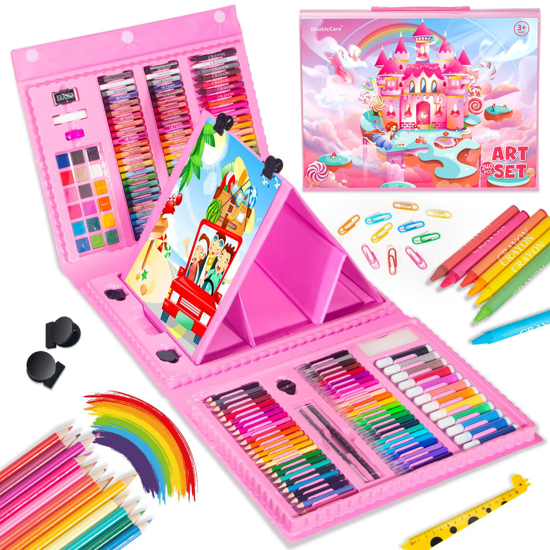 Luxus-Gemäldekoffer, 240 Stück, Zeichnung-Kits mit dreiseitigem Staffelei, Kunstspiel-Etui für Anfän