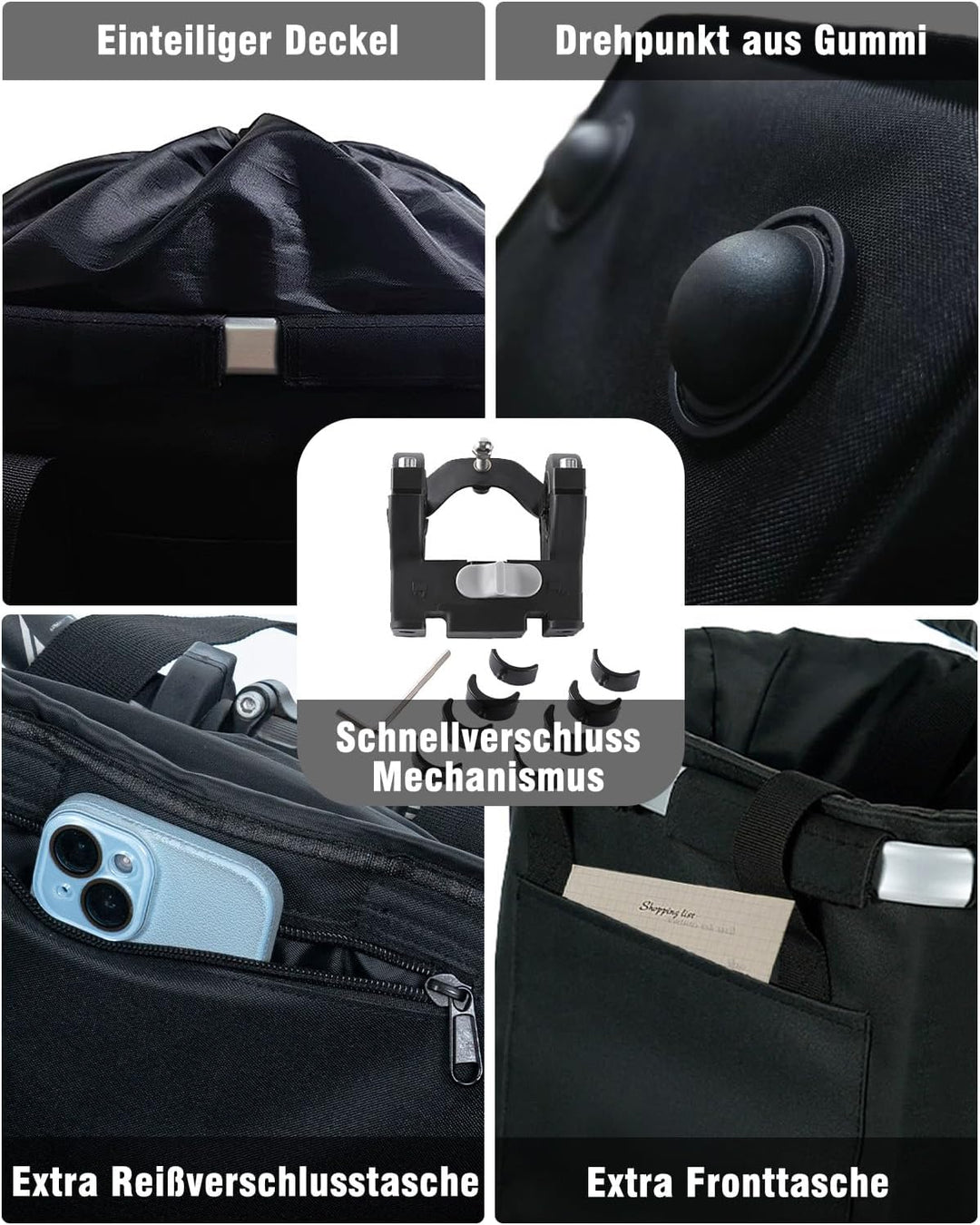 Diurwur®Fahrradkorb vorne wasserdicht Fahrrad Lenkerkorb Abnehmbarer Tragekorb Klein Einkaufskorb Pi