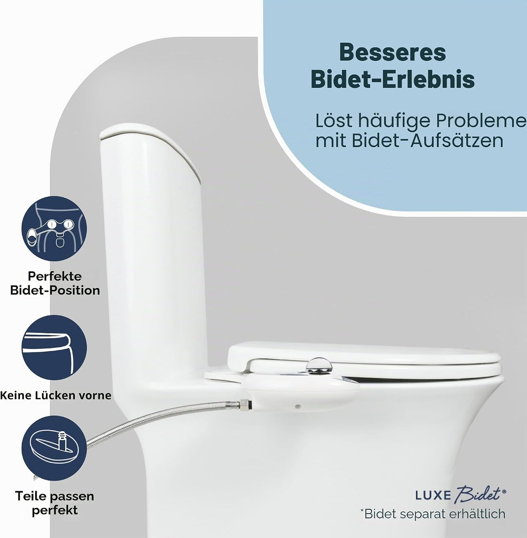 Luxe Bidet LUXE TS1008E Toilettensitz, länglich, bequeme Passform, mit Absenkautomatik, Quick-Releas