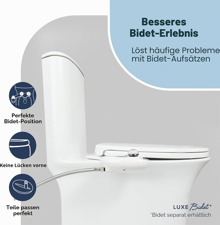 Luxe Bidet LUXE TS1008E Toilettensitz, länglich, bequeme Passform, mit Absenkautomatik, Quick-Releas
