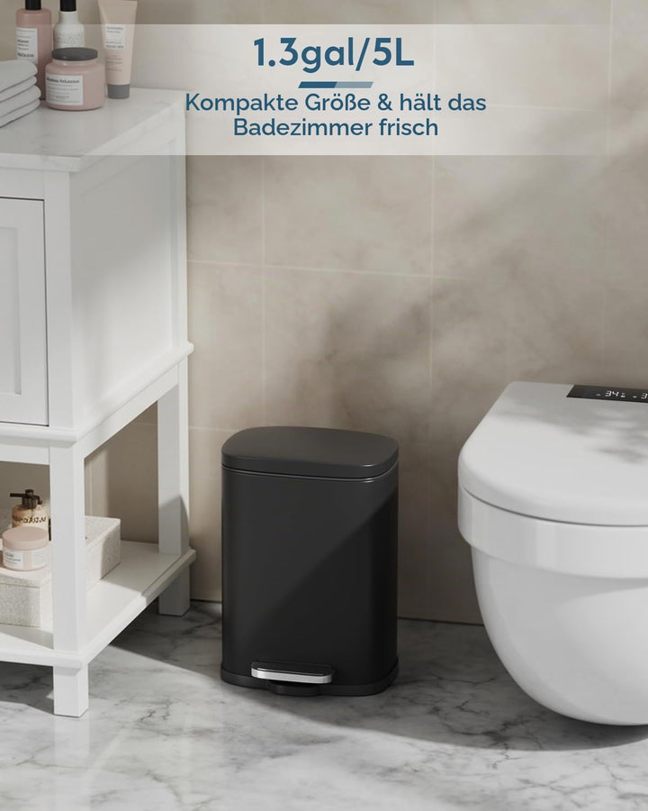 Clevich Mülleimer Set 50L + 5L, Treteimer für Küche und Bad, grosser 50L Abfalleimer, kleiner 5L Kos