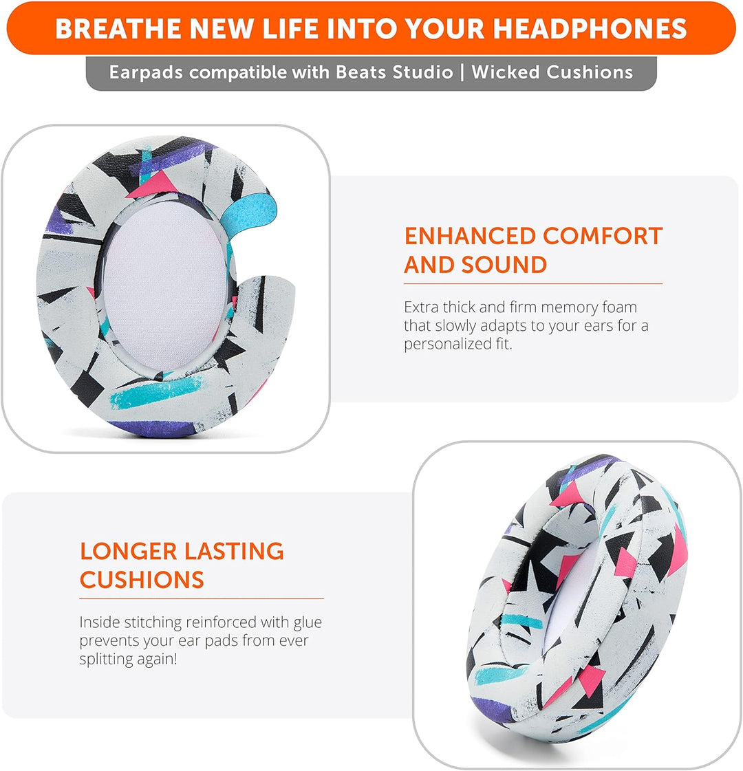 WC Wicked Cushions Ersatz-Ohrpolster für Beats Studio 2 & 3 (B0501, B0500) Wired & Wireless | Passt