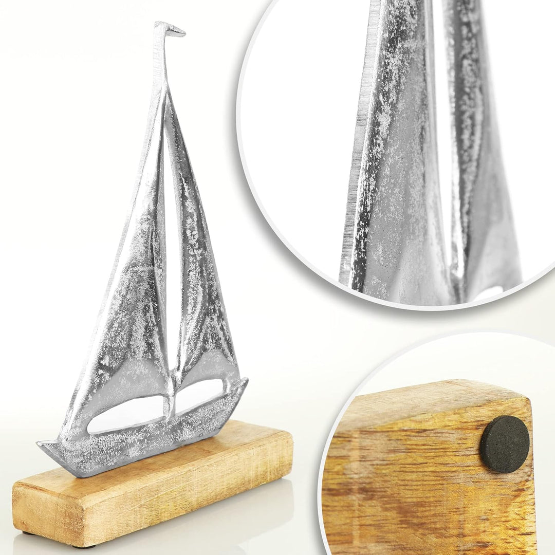 com-four® Segelschiff, Segelboot - Maritimer Aufsteller - Metall-Schiff - Deko-Schiff aus Metall und