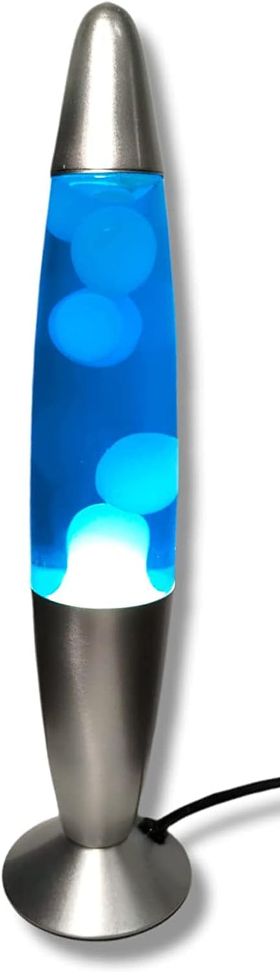 ROCKING GIFTS Desktop-Lava-Lampe, 35 cm Blau-Weiss, mit Schalter, beinhaltet E14-Birne, Plasmablampe