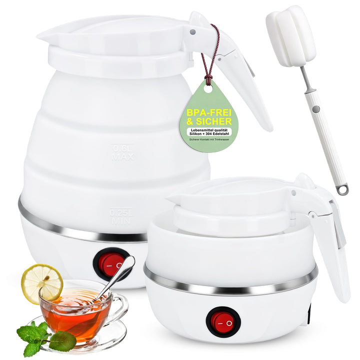 Faltbarer Wasserkocher Klein Reisewasserkocher Mini Reise Wasserkocher | 0,6 Liter Faltbar Kleiner W