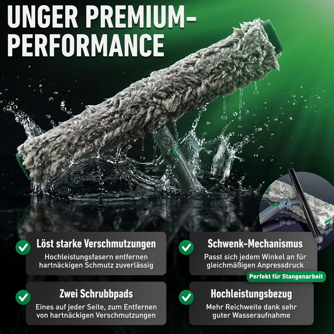 UNGER ErgoTec Ninja Fensterreinigungs Starter-Set 2in1 (inkl. Einwascher + Abzieher, für professione