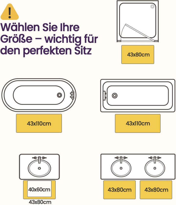DEXI Badematte rutschfest 43 x 110 cm, Super Absorbierende Badezimmerteppich, schnelltrocknende Badv