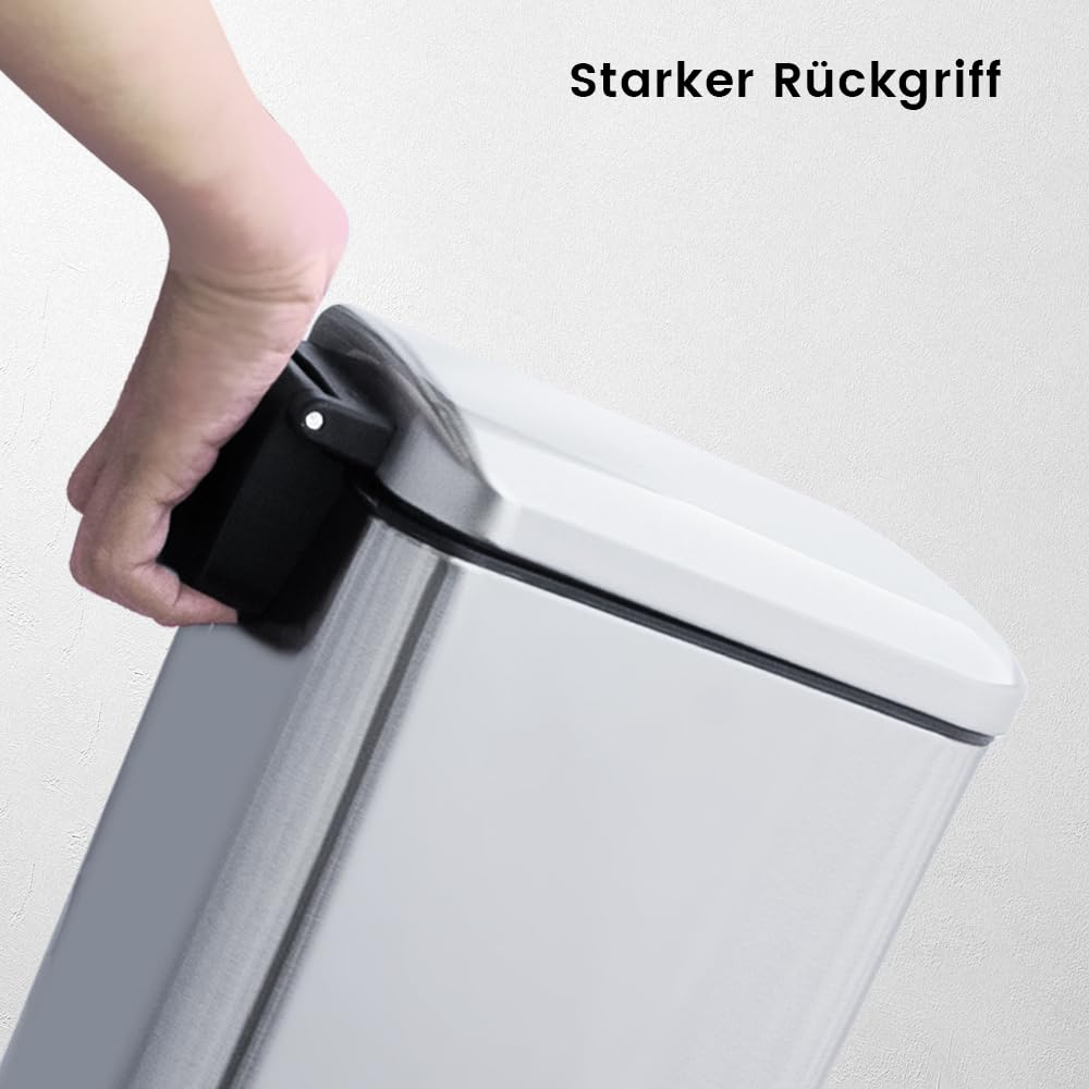 Ullege Mülleimer,30L Tretmülleimer mit Softclose Deckel,30 Liter Abfalleimer mit Fusspedal, Quadrati