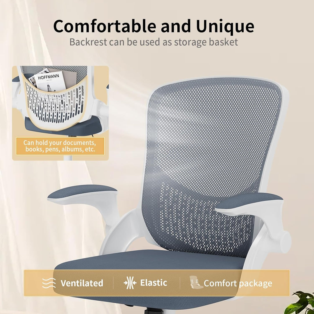 naspaluro Ergonomischer Bürostuhl, Schreibtischstuhl mit 90° Klappbaren Armlehnen, Einzigartige Lend