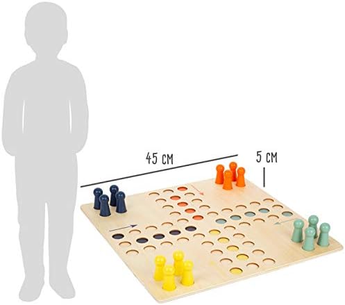 small foot Ludo XL aus Holz für Vier Spieler, Gesellschaftsspiel für die ganze Familie im Grossforma
