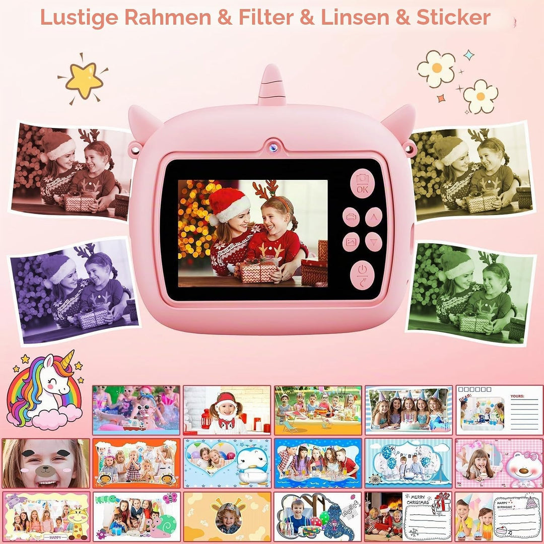 Kinderkamera Sofortbildkamera, 1080P HD Kinder Kamera mit 2,4"-Bildschirm & 32G TF Karte Sofortbildk