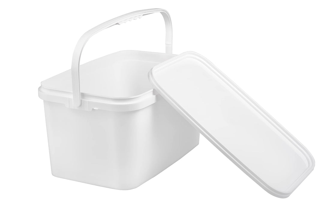 Nipter Eimer mit Deckel 12l, Plastikeimer rechteckig, Eimer lebensmittelecht weiss, 5 Stück 12L - 5