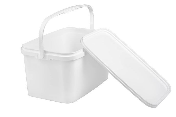 Nipter Eimer mit Deckel 12l, Plastikeimer rechteckig, Eimer lebensmittelecht weiss, 5 Stück 12L - 5