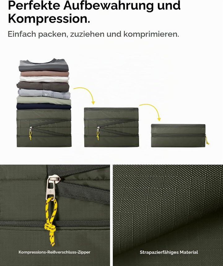 Spigen Life Packing Cube Packwürfel Koffer Organizer Set Packtaschen mit Kompression und Reissversch