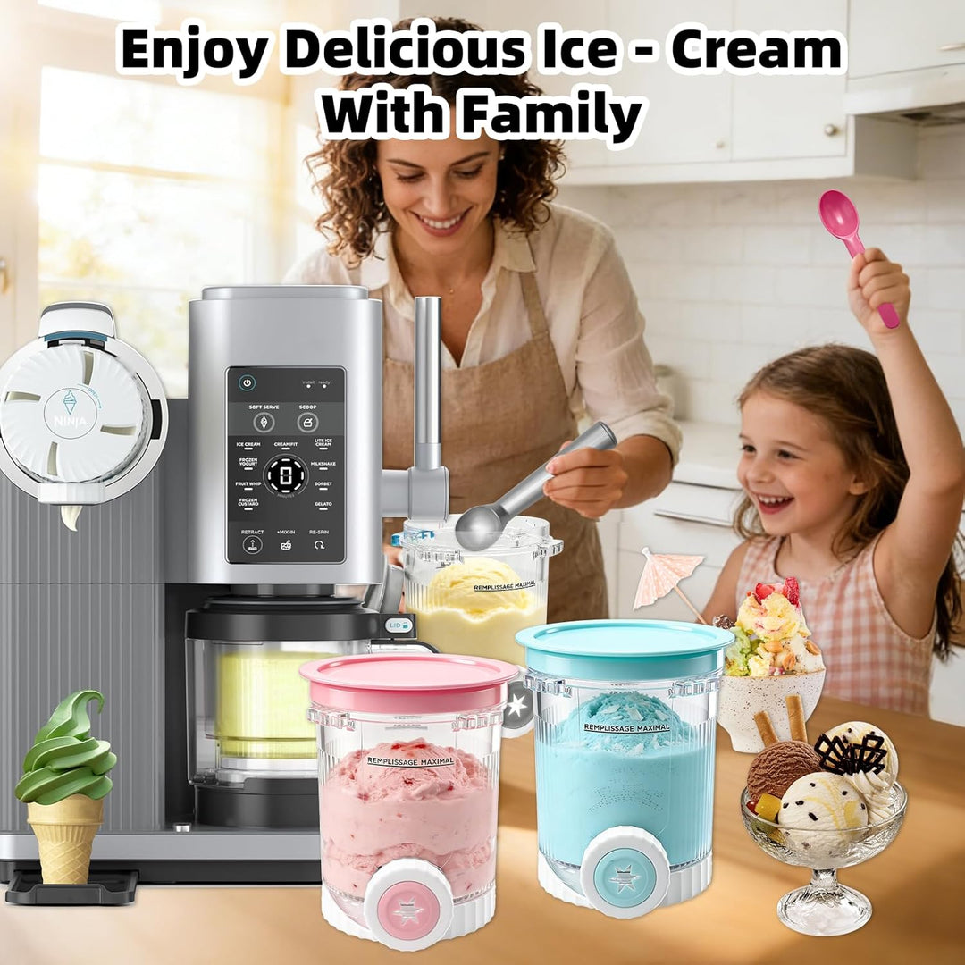 4 Stück Für Ninja Swirl Creami Behälter 480 ml Eisbehälter, Kompatibel mit Ninja Creami NC700 & NC70
