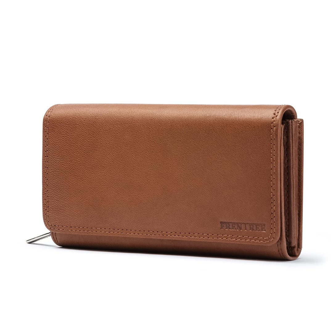 Frentree® Damen Geldbörse aus echtem Nappaleder, grosses Leder Portemonnaie mit RFID-Schutz, weiches