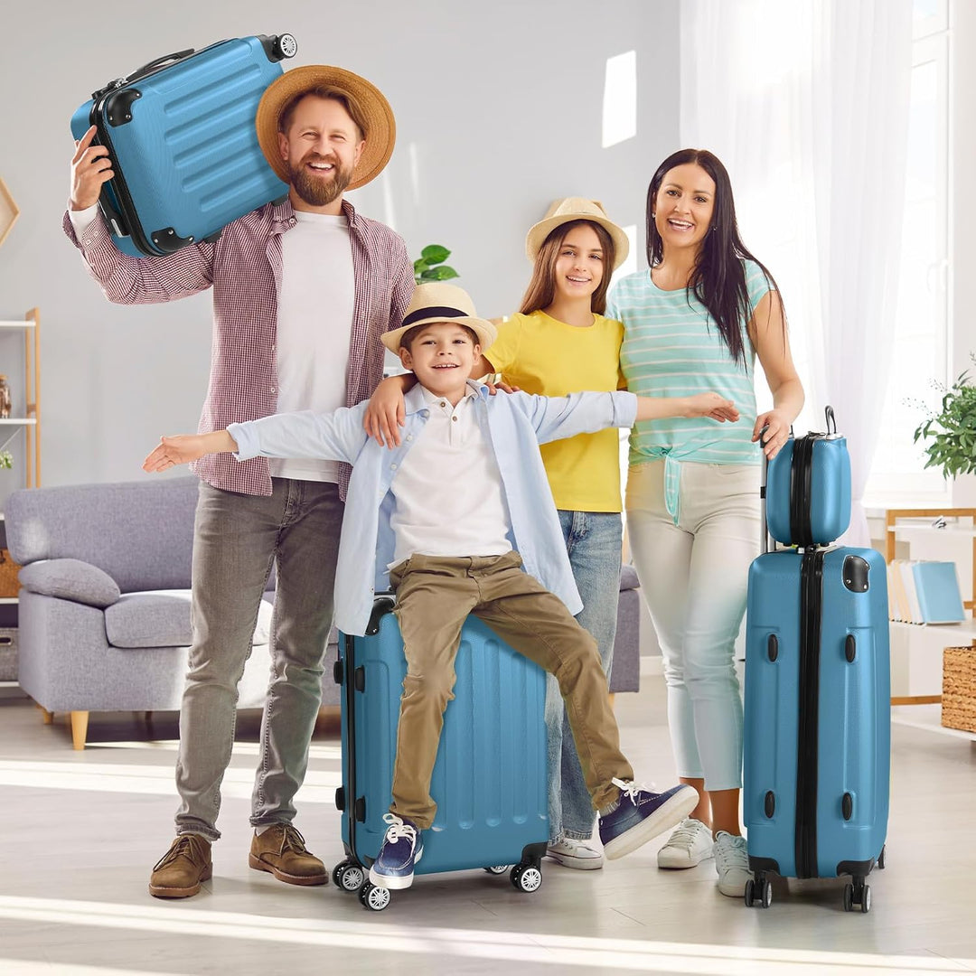 LALAHO Kofferset 4 teilig Hartschale, Koffer Set aus ABS, Reisekoffer mit Rollen Gross, Hartschalenk